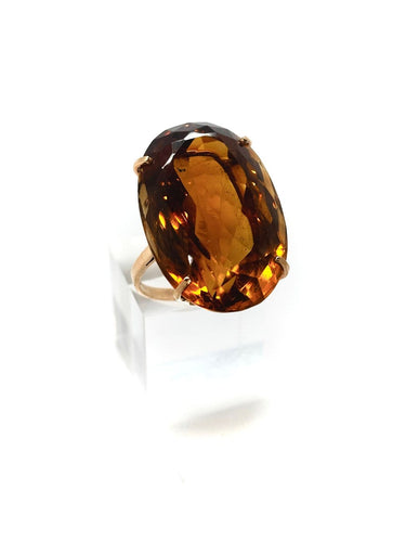 Bague 58 Bague en or 18K et citrine feu 58 Facettes M9527