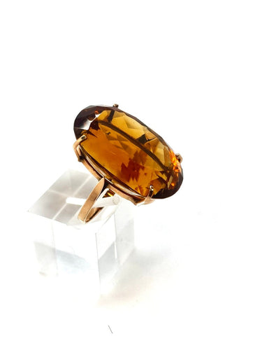 Bague 58 Bague en or 18K et citrine feu 58 Facettes M9527