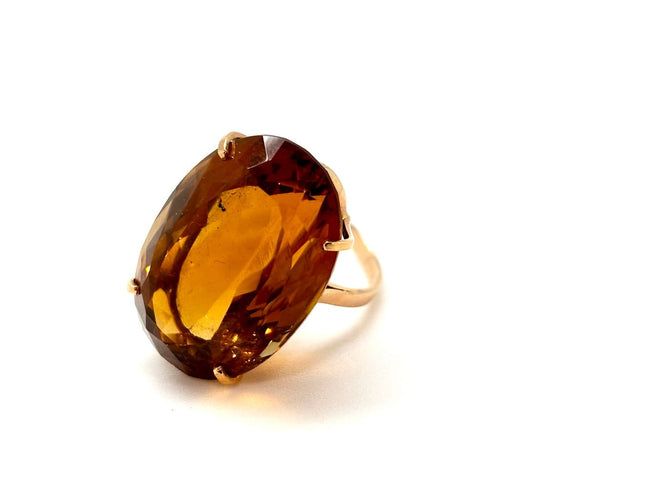 Bague 58 Bague en or 18K et citrine feu 58 Facettes M9527