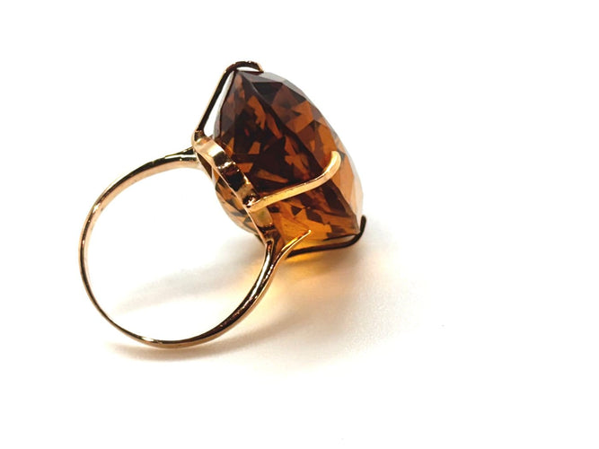 Bague 58 Bague en or 18K et citrine feu 58 Facettes M9527
