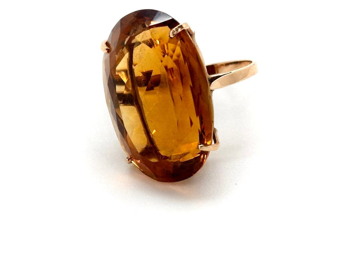 Bague 58 Bague en or 18K et citrine feu 58 Facettes M9527
