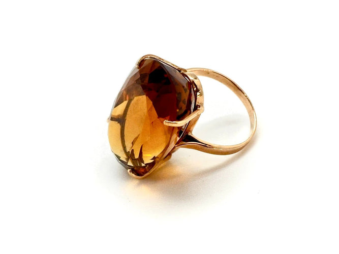 Bague 58 Bague en or 18K et citrine feu 58 Facettes M9527