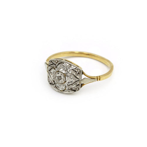 Bague 52.5 Art déco - Bague en or jaune, platine et diamant 58 Facettes 260167R