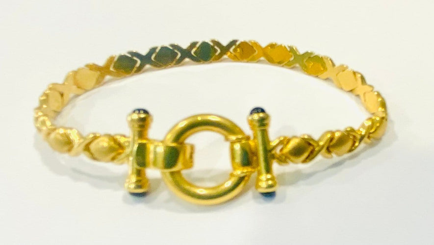 Bracelet Bracelet maille croisillons en or jaune et saphirs 58 Facettes 21169