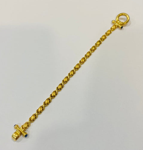 Bracelet Bracelet maille croisillons en or jaune et saphirs 58 Facettes 21169