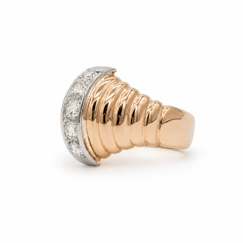 Bague 58 Bague vintage 1940 en or rose et diamants 58 Facettes 1.0001557/1