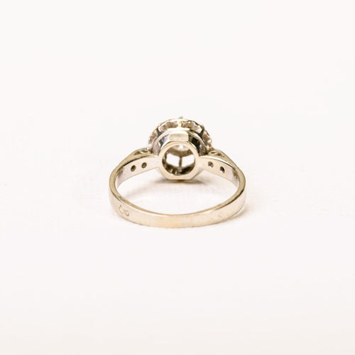 Bague 51 Bague ancienne solitaire pavée en or gris, platine et diamants 58 Facettes LMB-375