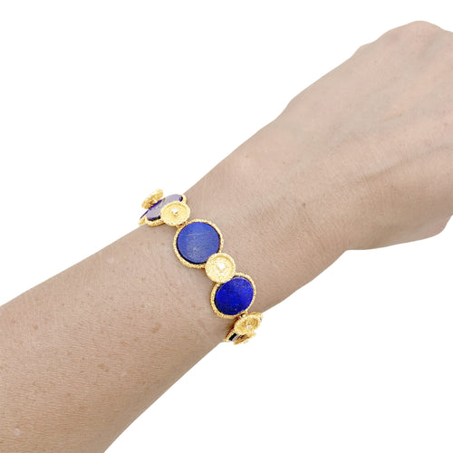 Bracelet Bracelet vintage en or jaune, lapis-lazuli et diamants 58 Facettes 35801