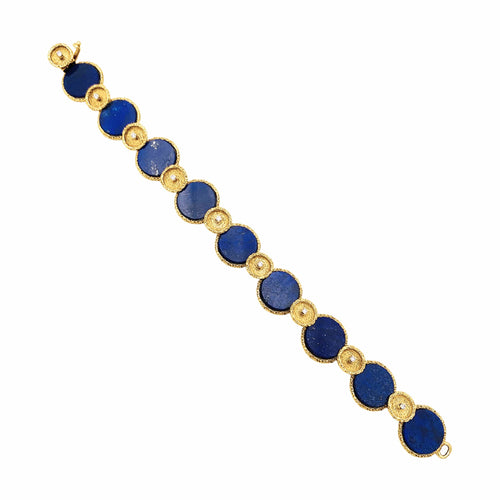 Bracelet Bracelet vintage en or jaune, lapis-lazuli et diamants 58 Facettes 35801