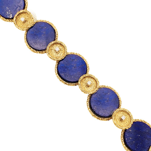 Bracelet Bracelet vintage en or jaune, lapis-lazuli et diamants 58 Facettes 35801