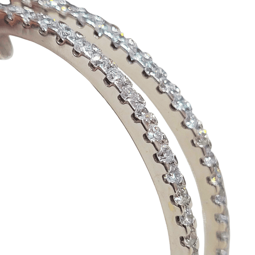 Boucles d'oreilles créoles en or blanc 18k et diamants 58 Facettes PE675