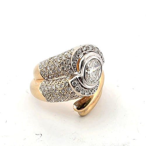 Bague 56 Bague en or blanc et jaune 18 ct avec diamants 58 Facettes 341 B OC