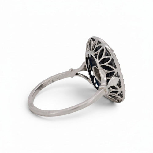 Bague 61 Art déco - Bague cocktail en platine, saphir naturel et diamants 58 Facettes RI-1064