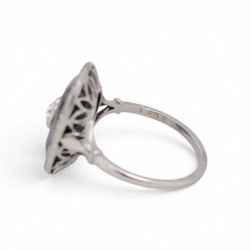 Bague 61 Art déco - Bague cocktail en platine, saphir naturel et diamants 58 Facettes RI-1064