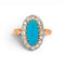 Bague 54 Bague victorienne en or 18 carats, turquoise naturelle et diamants 58 Facettes RI-1055