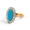 Bague 54 Bague victorienne en or 18 carats, turquoise naturelle et diamants 58 Facettes RI-1055