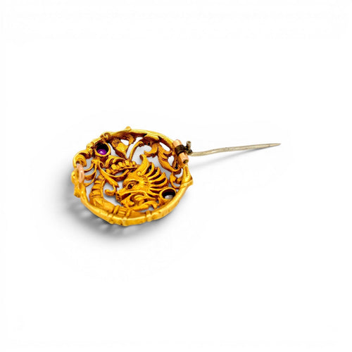 Broche André Kauffer - Broche chimère en or 18k, rubis et diamant 58 Facettes BRO-1009