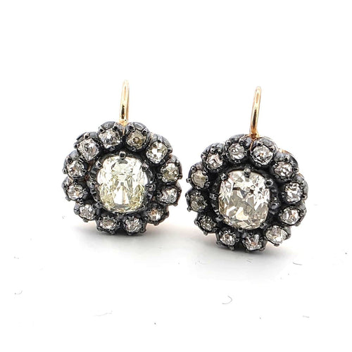 Boucles d'oreilles Boucles d'oreilles en or jaune 18 ct et diamants taille ancienne 58 Facettes 429/26 O