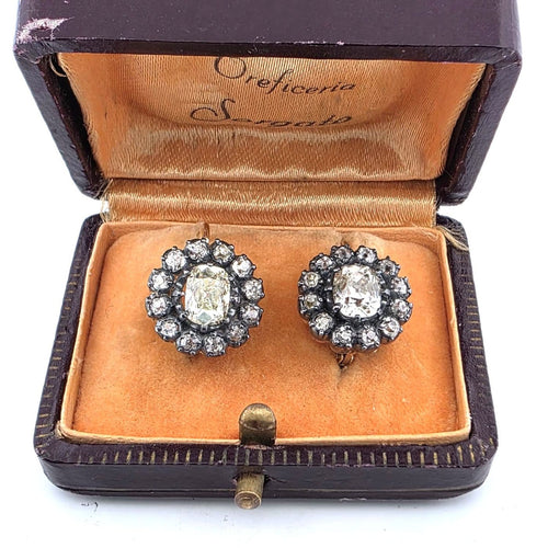 Boucles d'oreilles Boucles d'oreilles en or jaune 18 ct et diamants taille ancienne 58 Facettes 429/26 O