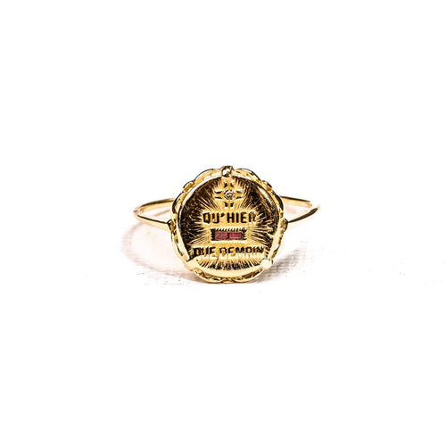 Bague 51 Augis - Bague médaille d'amour en or jaune, rubis et diamant 58 Facettes LMB-360