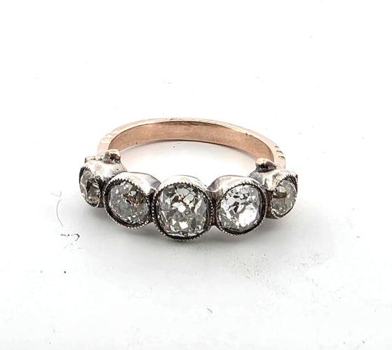 57 Bague victorienne en or jaune et rose avec diamants 58 Facettes 449/26 F