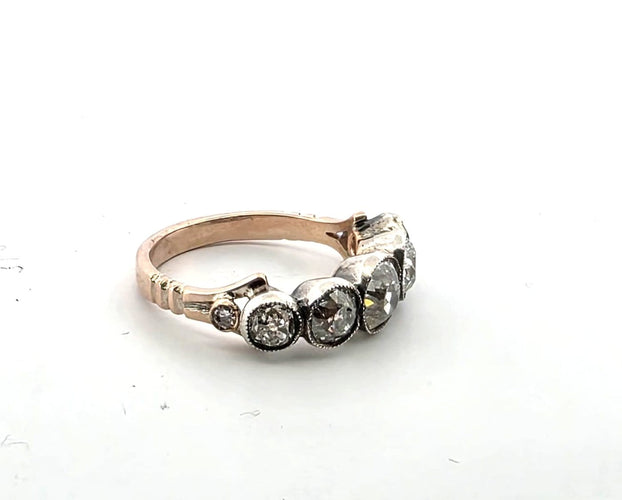57 Bague victorienne en or jaune et rose avec diamants 58 Facettes 449/26 F