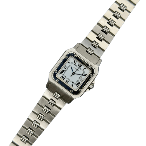 Montre Cartier Santos - Montre Carrée 2960 en acier bracelet Godron 58 Facettes 084