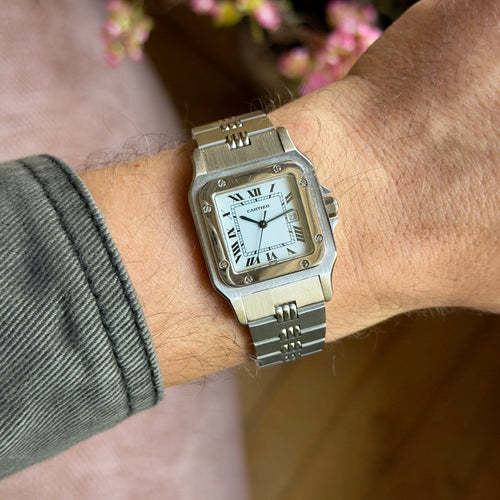Montre Cartier Santos - Montre Carrée 2960 en acier bracelet Godron 58 Facettes 084