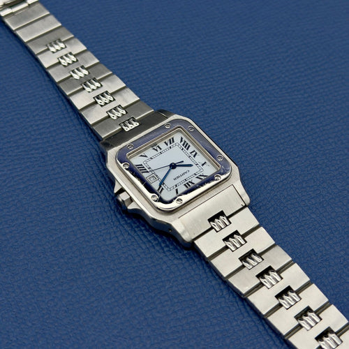 Montre Cartier Santos - Montre Carrée 2960 en acier bracelet Godron 58 Facettes 084