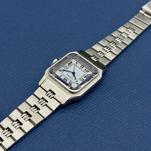 Montre Cartier Santos - Montre Carrée 2960 en acier bracelet Godron 58 Facettes 084