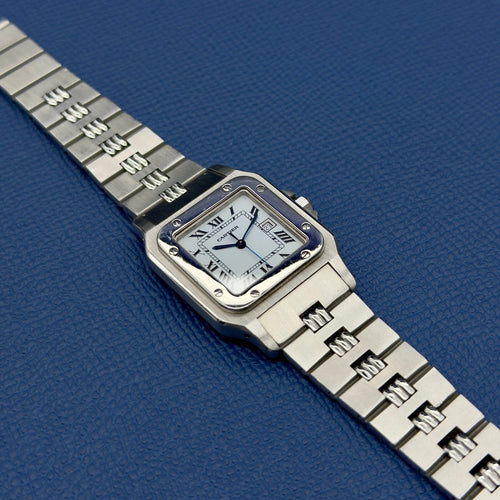 Montre Cartier Santos - Montre Carrée 2960 en acier bracelet Godron 58 Facettes 084