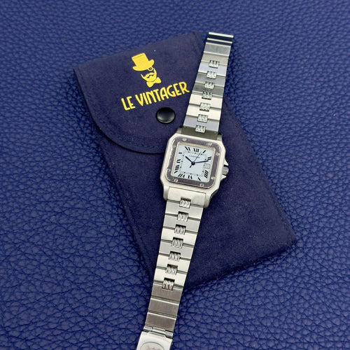 Montre Cartier Santos - Montre Carrée 2960 en acier bracelet Godron 58 Facettes 084