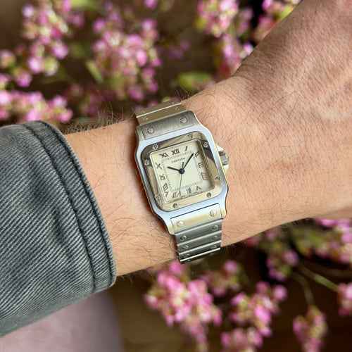 Montre Cartier Santos Galbée - Montre 1564 en acier à index appliqués 58 Facettes 088