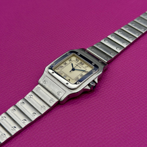 Montre Cartier Santos Galbée - Montre 1564 en acier à index appliqués 58 Facettes 088