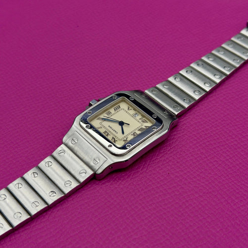 Montre Cartier Santos Galbée - Montre 1564 en acier à index appliqués 58 Facettes 088