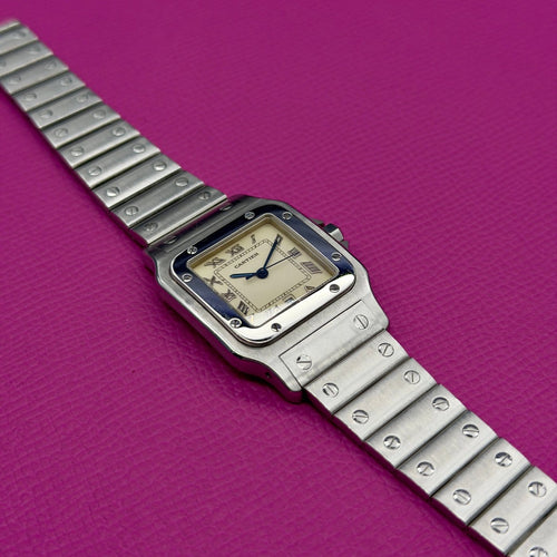 Montre Cartier Santos Galbée - Montre 1564 en acier à index appliqués 58 Facettes 088