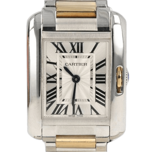 Cartier Tank Anglaise - Montre en acier et or jaune
