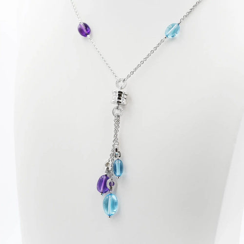 Bulgari B.Zero1 - Collier en or blanc, topaze bleue et améthyste 58 Facettes 429A25_M