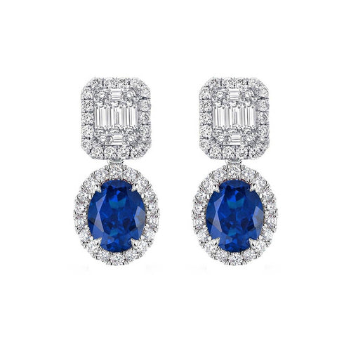 Aitches One of A Kind - Boucles d'oreilles en or blanc saphirs et diamants 58 Facettes GER1014BL