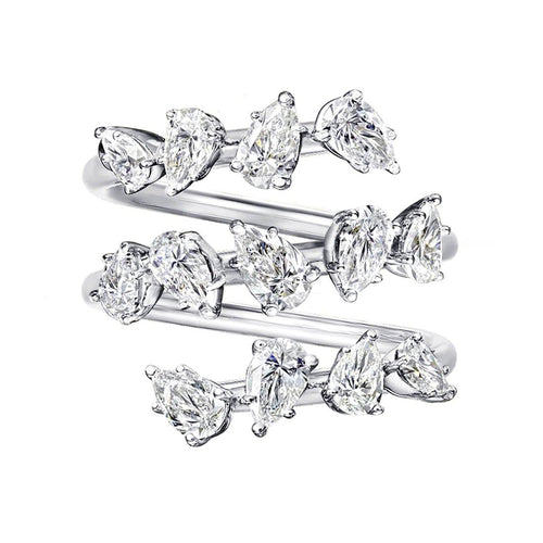 53 Aitches Teide - Bague en or blanc et diamants poire 58 Facettes GBR1069WG
