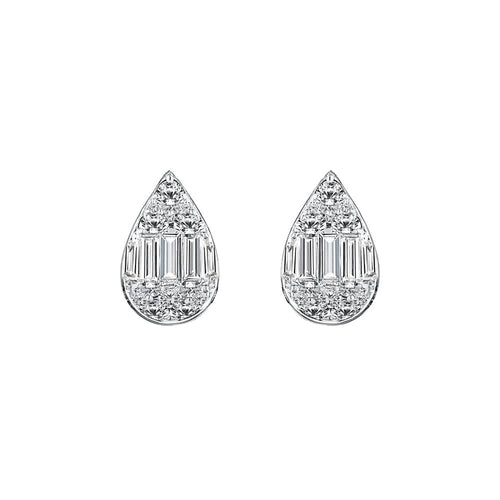 Boucles d'oreilles diamants poire 0,20 ct en or blanc 18K 58 Facettes GER1342WG