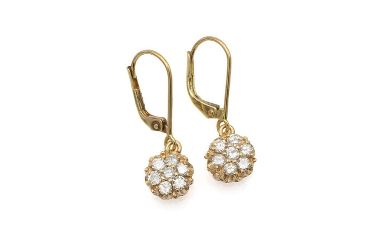 Boucles d'oreilles vintage en or jaune et diamants 58 Facettes 13435