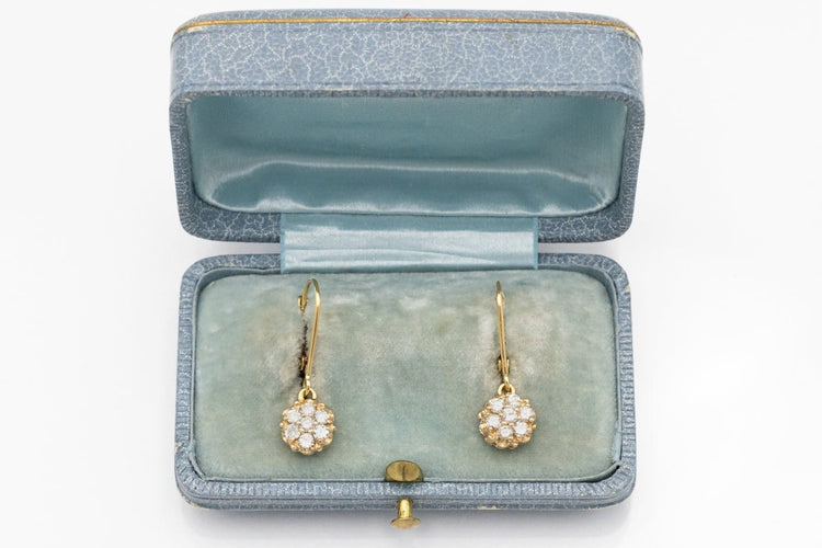 Boucles d'oreilles vintage en or jaune et diamants 58 Facettes 13435