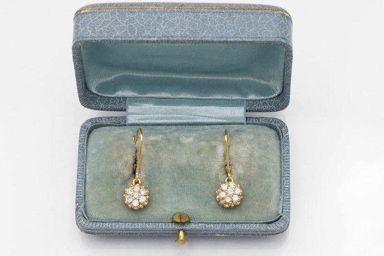 Boucles d'oreilles vintage en or jaune et diamants 58 Facettes 13435