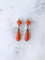 Boucles d'oreilles pendantes anciennes en or jaune, corail et émail noir 58 Facettes