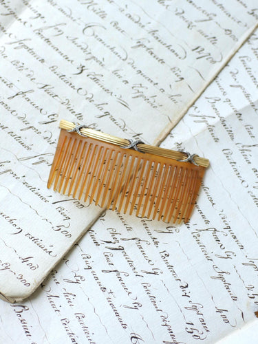 Peigne ancien - Peigne en or jaune, argent et diamants 58 Facettes