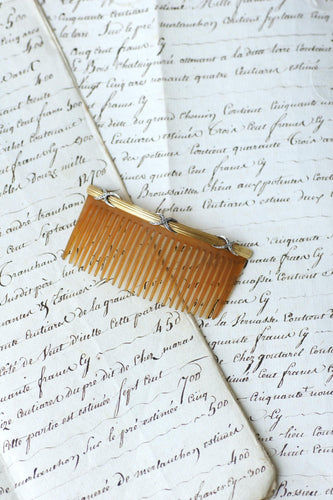 Peigne ancien - Peigne en or jaune, argent et diamants 58 Facettes