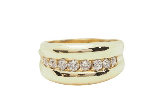 Bague 64 Bague jonc en or jaune et diamants 58 Facettes 33083