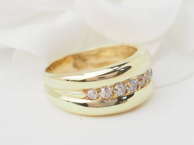 Bague 64 Bague jonc en or jaune et diamants 58 Facettes 33083