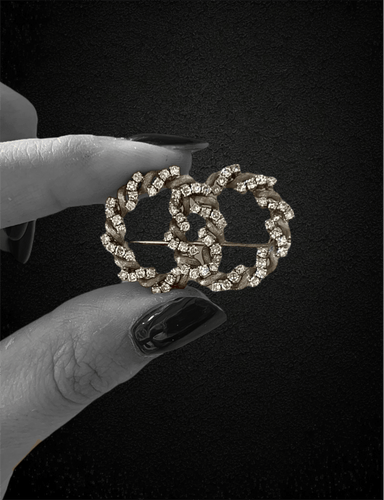 Broche Spilla à double cercle avec diamants 58 Facettes